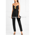 Embellished Belted Stretch-wool Gabardine Jumpsuit Manufacture Wholesale Fashion Women Apparel (TA3008J)